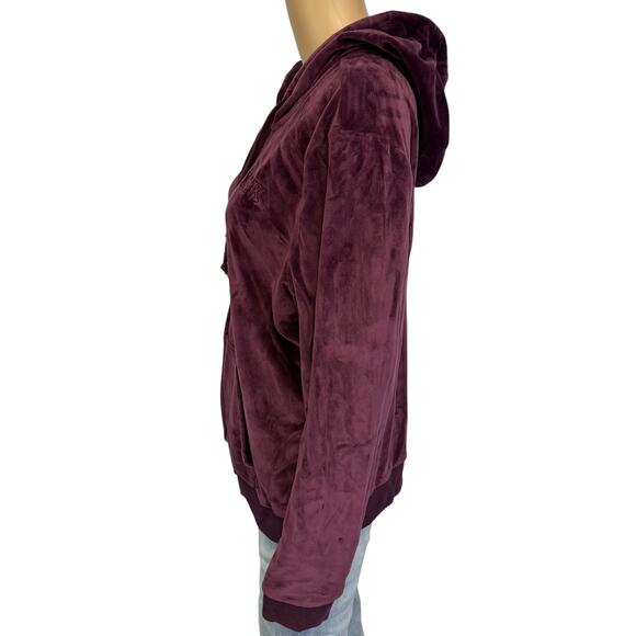 Victoria's Secret PINK Velour Perfect Full Zip Jacket Hoodie Plum Size L - Picture 7 of 12